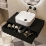 800mm Black Wall Hung Countertop Vanity Unit with Curved Square Basin - Lugo