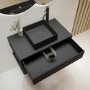 800mm Black Wall Hung Countertop Vanity Unit with Black Square Basin and Shelves – Lugo