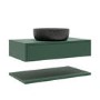 800mm Green Wall Hung Countertop Vanity Unit with Black Marble Effect Basin and Shelves - Lugo