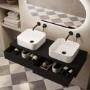 1200mm Black Wall Hung Countertop Vanity Unit with Curved Square Basin - Lugo