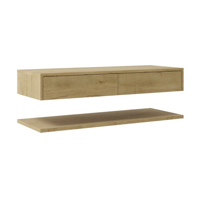 1200mm Wood Effect Wall Hung Countertop Vanity Shelves - Lugo