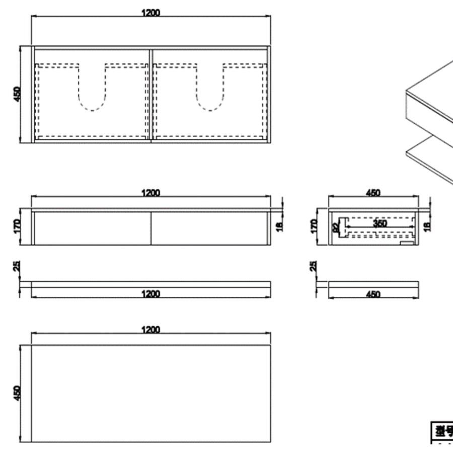 Grade A1 - 1200mm Green Wall Hung Double Countertop Vanity Unit with Square Basins and Shelves - Lugo