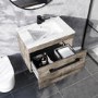 600mm Wood Effect Wall Hung Vanity Unit with Basin and Black Handle - Ashford