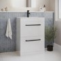 Grade A1 - 600 mm White Freestanding Vanity Unit with Basin and Black Handle - Ashford