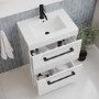 Grade A1 - 600 mm White Freestanding Vanity Unit with Basin and Black Handle - Ashford