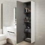 Grade A1 - 350mm White Wall Hung Tall Bathroom Cabinet with Black Handles - Ashford