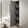Double Door White  Wall Hung Tall Bathroom Cabinet with Black Handles 350 1400mm- Ashford