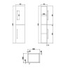 Double Door White  Wall Hung Tall Bathroom Cabinet with Black Handles 350 1400mm- Ashford