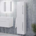 BUN/BeBa_28207/80147 Double Door White  Wall Hung Tall Bathroom Cabinet with Chrome Handles 350 x 1400mm- Ashford
