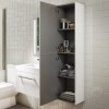 Double Door White  Wall Hung Tall Bathroom Cabinet with Chrome Handles 350 x 1400mm- Ashford