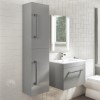 Double Door Grey Wall Hung Tall Bathroom Cabinet with Chrome Handles 350 x 1400mm - Ashford