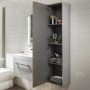 Grey Wall Mounted Tall Bathroom Cabinet 350mm - Ashford
