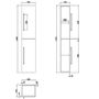 350mm Wood Effect  Wall Hung Tall Bathroom Cabinet with Brushed Brass Handles - Ashford