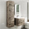 Wood Effect Wall Mounted Tall Bathroom Cabinet 350mm - Ashford
