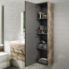 Wood Effect Wall Mounted Tall Bathroom Cabinet 350mm - Ashford
