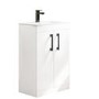 500mm White Freestanding Vanity Unit with Basin and Black Handles - Ashford