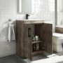 600mm Wood Effect Floorstanding Door Vanity Unit with Basin and Black Handle - Ashford