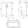 600mm Wood Effect Floorstanding Door Vanity Unit with Basin and Brushed Brass Handle - Ashford