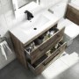 800mm Wood Effect Floor Standing Vanity Unit with Basin and Black Handles - Ashford