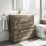 800mm Wood Effect Floor Standing Vanity Unit with Basin and Brushed Brass Handles - Ashford