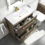 800mm Wood Effect Floor Standing Vanity Unit with Basin and Brushed Brass Handles - Ashford