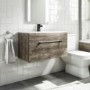 800mm Wood Effect Wall Hung Vanity Unit with Basin and Black Handles - Ashford