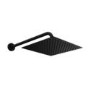 Black 250mm Slim Square Shower Head and Wall Arm - Zana