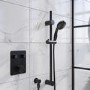 Grade A1 - Black Dual Outlet Wall Mounted Thermostatic Mixer Shower Set with Hand Shower - Vance