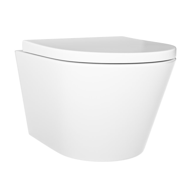 Wall Hung Toilet with Slim Soft Close Seat Frame Cistern and Black Flush - Newport