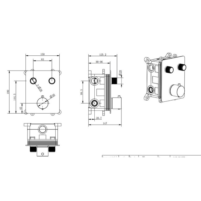 Brass 2 Outlet Concealed Thermostatic Shower Valve with 2 Function Push Button - Vance