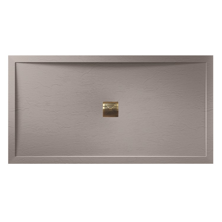 1400x900mm Grey Slate Rectangular Shower Tray with Shower Waste - Aqualavo