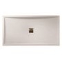 1000x800mm White Slate Effect Rectangular Shower Tray with Brushed Brass Waste - Aqualavo