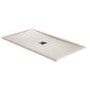 1000x800mm White Slate Effect Rectangular Shower Tray with Brushed Brass Waste - Aqualavo