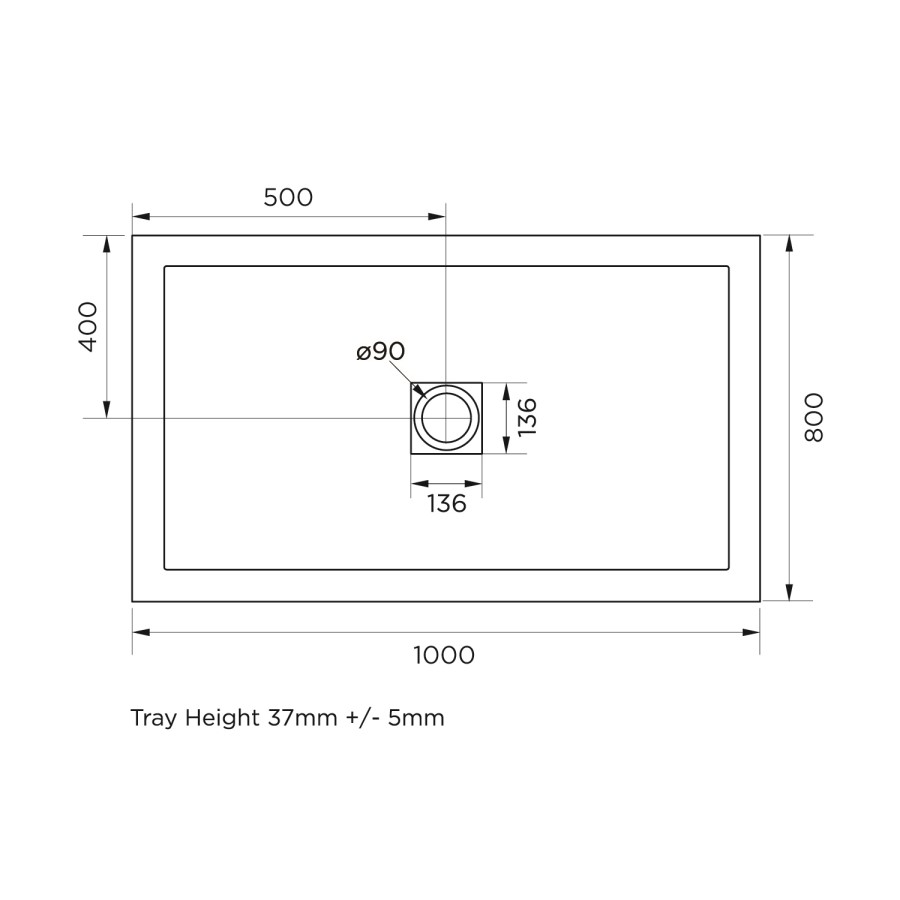 1000x800mm White Slate Effect Rectangular Shower Tray with Brushed Brass Waste - Aqualavo