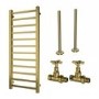 Brass Towel Radiator 1200 x 500mm with Pipe Kit and Straight Valves - Sonoran