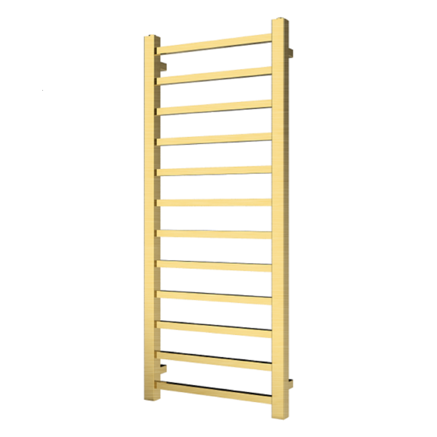 Brass Towel Radiator 1200 x 500mm with Pipe Kit and Straight Valves - Sonoran
