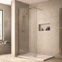 Grade A1 - 900mm Brushed Brass Frameless Wet Room Shower Screen - Corvus