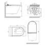 Matt Black Wall Hung Smart Bidet with, Gloss White Pneumatic Flush Plate, 820mm Frame & Cistern – Purificare