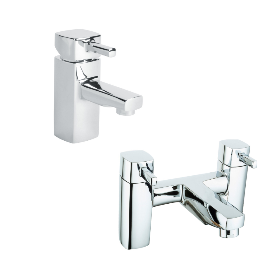 Chrome Bath and Basin Tap Set - Form