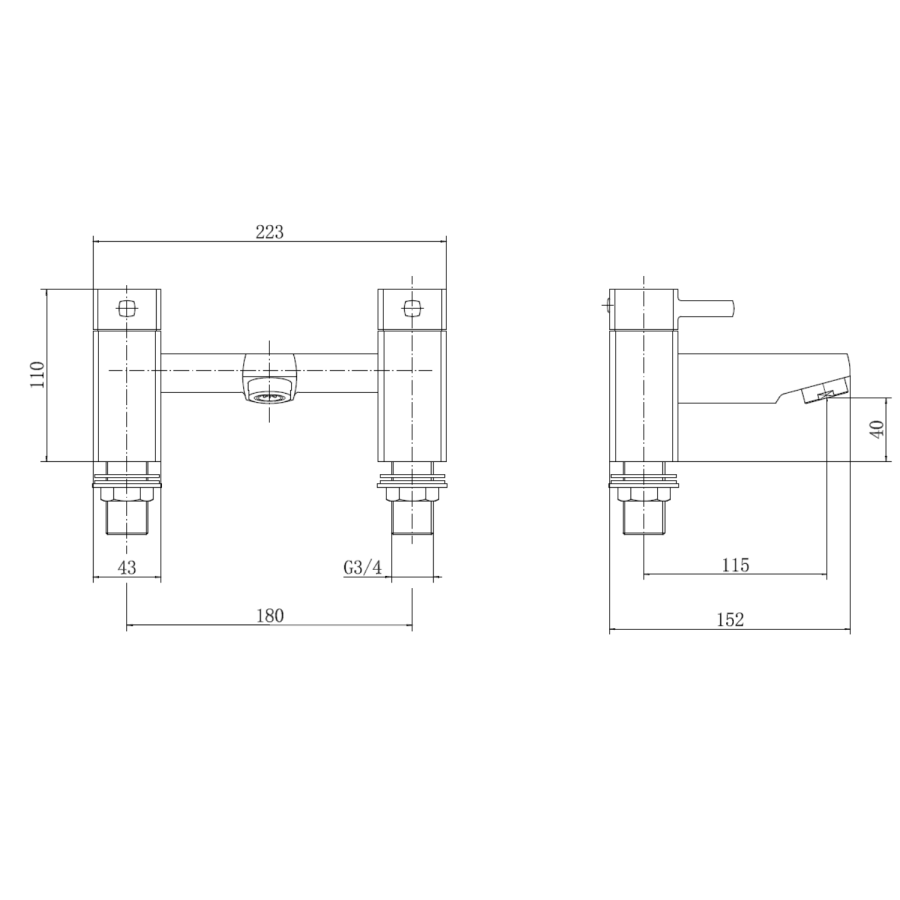 Chrome Bath and Basin Tap Set - Form