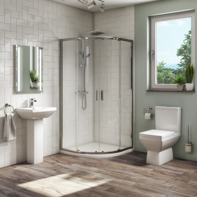 900mm Quadrant Shower Suite with Toilet Basin & Tray - Tabor