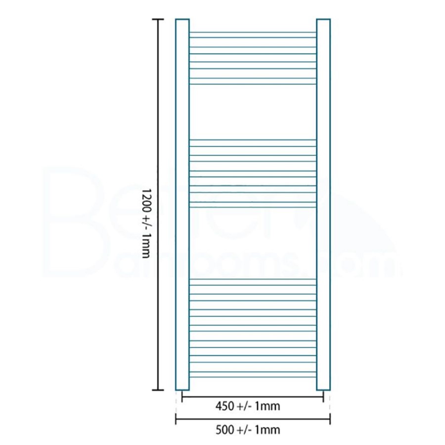 Eco Heat 1200 x 500mm Straight Chrome Heated Towel Rail