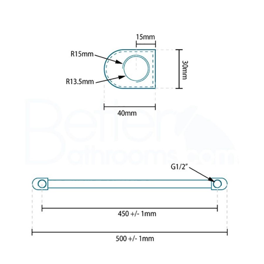 Eco Heat 1200 x 500mm Straight Chrome Heated Towel Rail