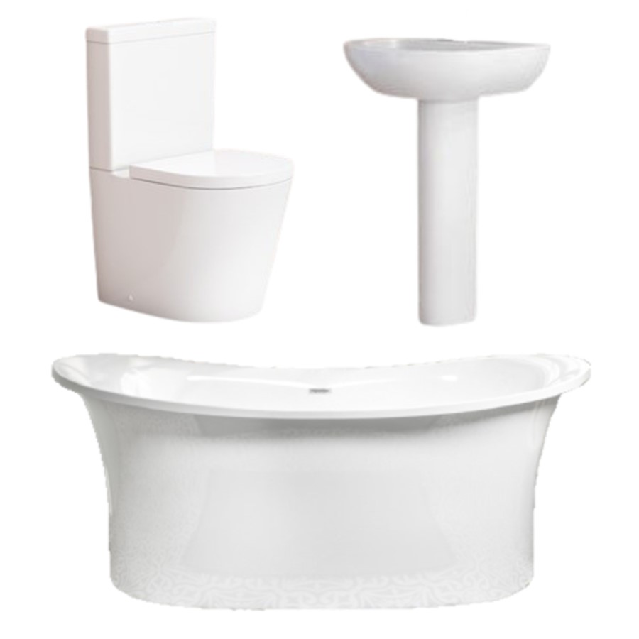 Torrelino Freestanding Bath and Newport Toilet and Basin Bath Suite 
