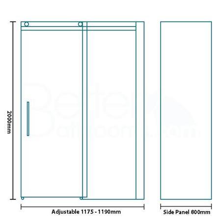 1200 x 800 Aquafloe Elite 8mm Sliding Shower Enclosure Standard Glass