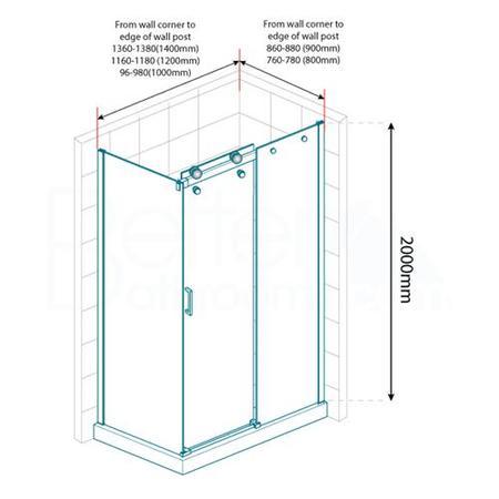 1200 x 900 Aquafloe Elite 8mm Sliding Shower Enclosure Old