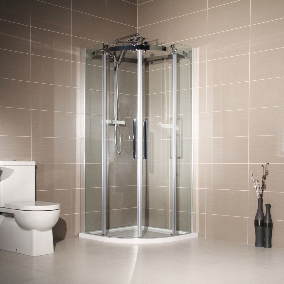 Quadrant Shower Enclosure Frameless 900 x 900mm 8mm Glass Aquafloe