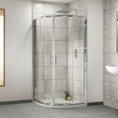 Sliding Door Quadrant Enclosure with Shower Tray 800 x 800mm - 6mm Glass - Aquafloe Range