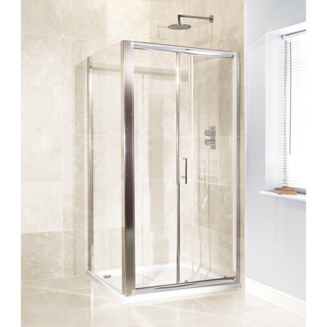 Sliding Door Enclosure 1200 x 760mm with Shower Tray - 6mm Glass - Aquafloe Range