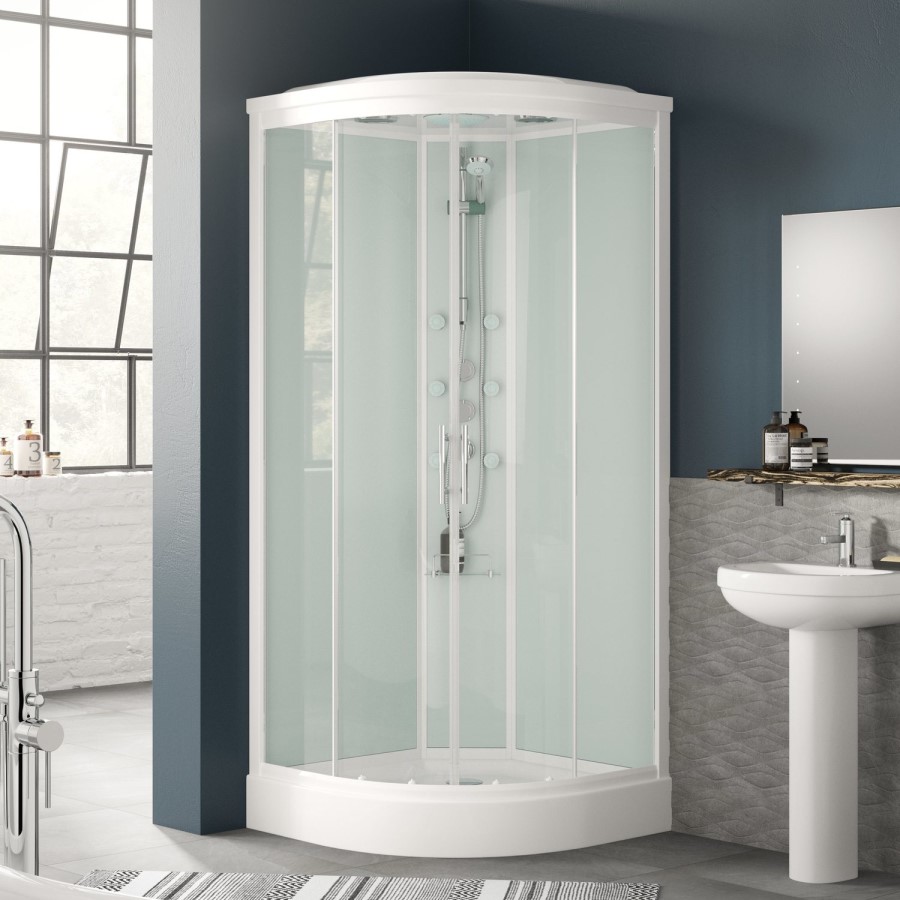 900mm Quadrant Hydromassage Shower Cabin with Tray - Aqualine